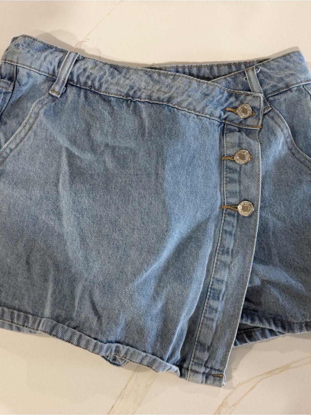 Light Blue Denim Button-Front Women's Shorts